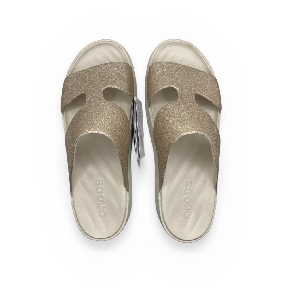 CROCS Women's Getaway Glitter Platform H Strap Sandals Size 11 Stucco NWT -1563 - Picture 3 of 8